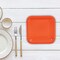 24 Count Orange Square Paper Dessert Plates for Halloween Fall Birthday Party Use 7"